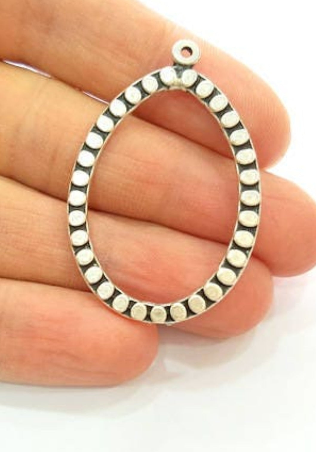 Silver plated teardrop pendant bezel 46×30mm