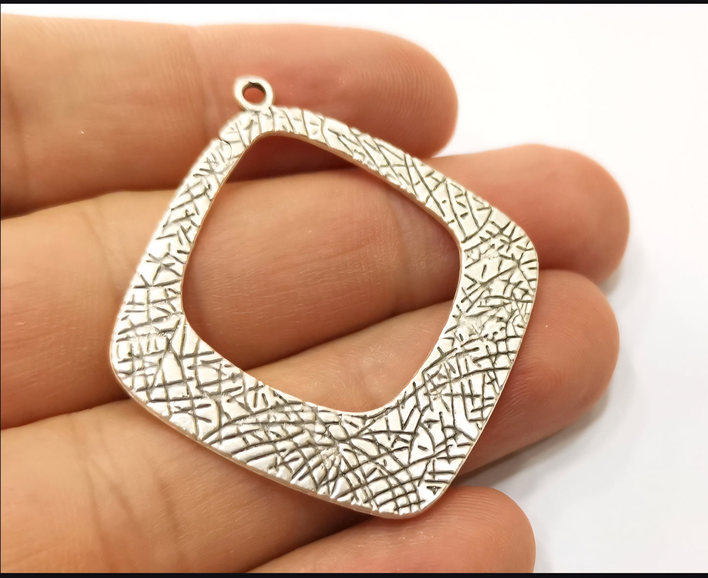 Silver plated double sided charms 45×48mm (2 pcs)