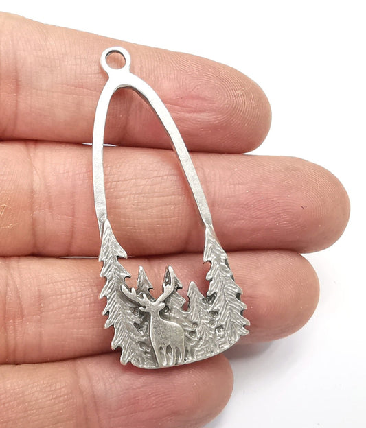 Deer forest silver plated bezel 54×24mm