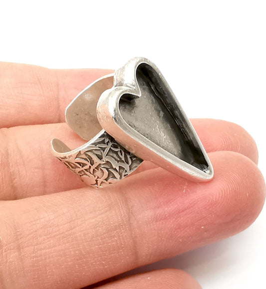 Silver plated adjustable Heart ring 24×12mm