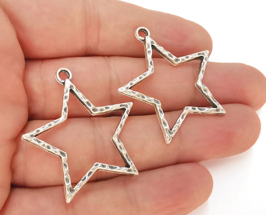 Star antique silver plated charm 36×34mm
